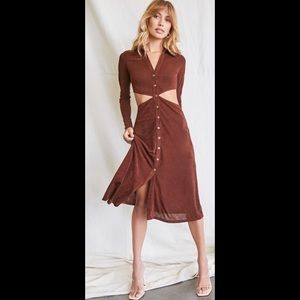 Forever 21 Button Front Cutout Dress Brown NWOT size Small SOLD OUT